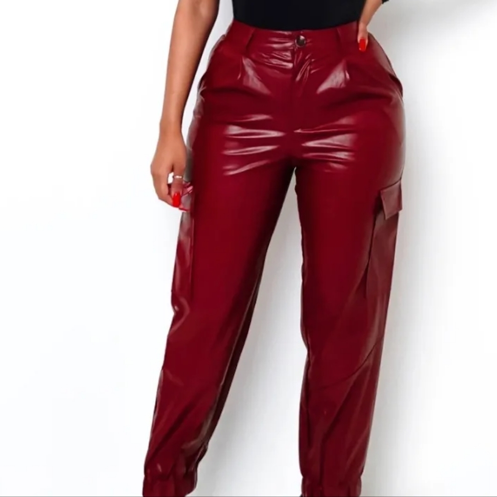 NWOT Red Leather Jogger